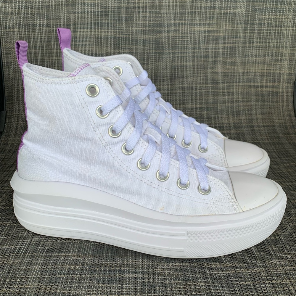 Converse Chuck Taylor All Star Move Platform White/Purple High-Top Sneakers 5 Y